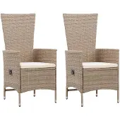vidaXL Trädgårdsstolar 2 st med dynor konstrotting beige