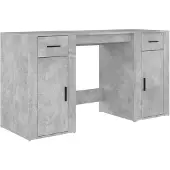 vidaXL Skrivbord med skåp betonggrå konstruerat trä
