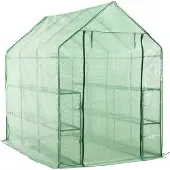 vidaXL Växthus med 12 hyllor stål 143x214x196 cm