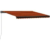 vidaXL Markis manuellt infällbar med LED 450x300 cm orange och brun