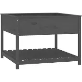 vidaXL Odlingslåda med hylla grå 111,5x111,5x81 cm massiv furu