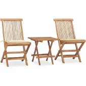 vidaXL 3-delat hopfällbart trädgårdsmöbelset i teak med dynor