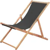 vidaXL Hopfällbar strandstol tyg och träram grå