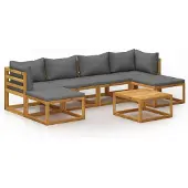 vidaXL Loungegrupp för trädgården med dynor 7 delar massivt akaciaträ