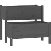 vidaXL Odlingslåda grå 84,5x84x75 cm massiv furu