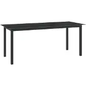 vidaXL Trädgårdsbord svart 190x90x74 cm aluminium och glas
