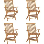 vidaXL Hopfällbara trädgårdsstolar 4 st massiv teak