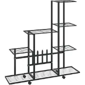 vidaXL Växtställ på hjul 94,5x25x92,5 cm svart metall