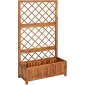 vidaXL Odlingslåda upphöjd med spaljé 85x38x150 cm massivt akaciaträ