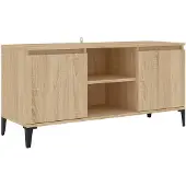 vidaXL TV-bänk med metallben sonoma-ek 103,5x35x50 cm
