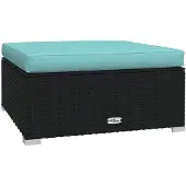 vidaXL Fotpall med dyna konstrotting svart 70x70x30 cm
