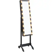 vidaXL Fristående spegel med LED svart 34x37x146 cm