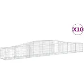 vidaXL Gabioner bågformade 10 st 400x50x40/60 cm galvaniserat järn
