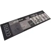 Super Merchant Vidaxl Kökmatta med Kaffemotiv, Svart, 45x150 cm, Sammet