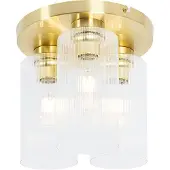 QAZQA Art Deco taklampa guld med glas 3-ljus - Laura