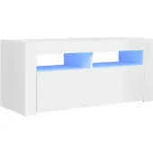 vidaXL TV-skåp med LED-belysning högglansvit 90x35x40 cm