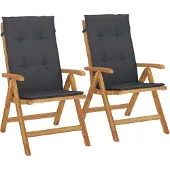 vidaXL Justerbara trädgårdsstolar med dynor 2 st massiv teak