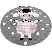 Rugsx Matta PETIT DOLLY får cirkel grå cirkel 120 cm