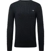 Gant för män. 8050601 Svart rundhalsad tröja (XXL), Casual, Bomull