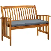 vidaXL Trädgårdsbänk med dyna 119 cm massivt akaciaträ