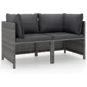 vidaXL 2-sits trädgårdssoffa med kuddar Grå flätad resin 313498