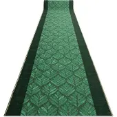Rugsx Löpare anti-halk LIŚCIE löv, gummi grön 100cm 100x450 cm