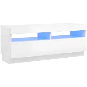 vidaXL TV-bänk med LED-belysning vit högglans 100x35x40 cm