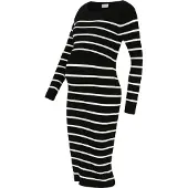 Mamalicious Stickad klänning 'New Siv June' svart / off-white