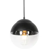 QAZQA Retro hänglampa svart med klart glas 20 cm - Eclipse