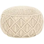vidaXL Handgjord makramépuff - - Contemporary - Beige - Inomhus
