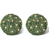 vidaXL Trädgårdsbelysning Buxbomboll 35cm Solcell 2-pack