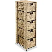 vidaXL Förvaringsmöbel med 5 korgar 25,5x37x100 cm vattenhyacint