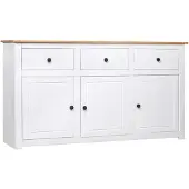 vidaXL Skänk vit 135x40x80 cm massiv furu panama Vit