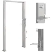 vidaXL Utomhusdusch - - Rostfritt stål - Dubbel stråle - Borstad finish - 210 cm