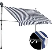 vidaXL Markis manuellt infällbar med LED 300 cm blå och vit