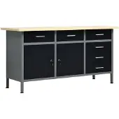 vidaXL Arbetsbänk svart 160x60x85 cm stål Svart