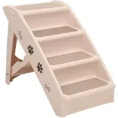 vidaXL Hopfällbar hundtrappa gräddvit 62x40x49,5 cm