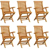 vidaXL Hopfällbara trädgårdsstolar 6 st massiv teak