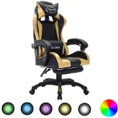 vidaXL Spelstol med LED, Kontorsstol, Racingstol, Luta Stolen, Datorstol RGB Guld 288008