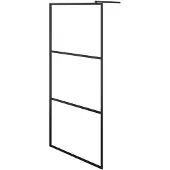 vidaXL Duschvägg med klart ESG-glas svart 100x195 cm