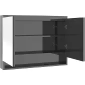 vidaXL Spegelskåp för badrum grå glänsande 80x15x60 cm MDF