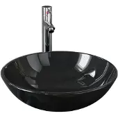 vidaXL Handfat med kran och tryckavlopp svart härdat glas