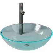 vidaXL Handfat med kran och tryckavlopp klart härdat glas