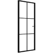 vidaXL Innerdörr ESG-glas och aluminium 76x201,5 cm svart