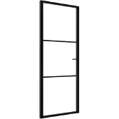 vidaXL Innerdörr ESG-glas och aluminium 76x201,5 cm svart