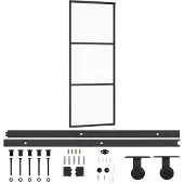 vidaXL Skjutdörr med beslagset ESG glas och aluminium 76x205 cm
