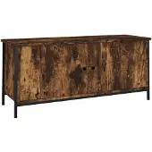 vidaXL Tv-bänk med dörrar rökfärgad ek 102x35x45 cm konstruerat trä