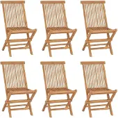 vidaXL Hopfällbara trädgårdsstolar 6 st massiv teak