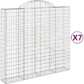 vidaXL Gabioner bågformade 7 st 200x50x180/200 cm galvaniserat järn