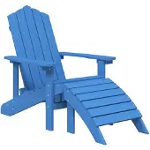 vidaXL Adirondackstol med fotpall HDPE aquablå